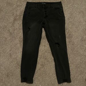 Time and Tru Women's Black Distressed Skinny Jeans Size 14